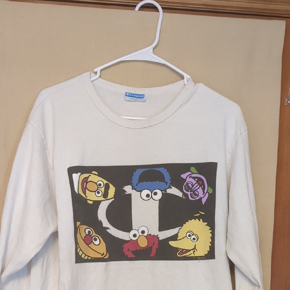 Sesame Street Characters Vintage Champion White Graphic T-Shirt Size XL